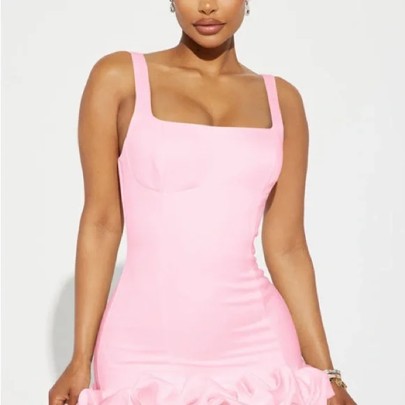 Fashion Nova Pink Ruffle-Hem Mini Dress - Picture 2 of 3
